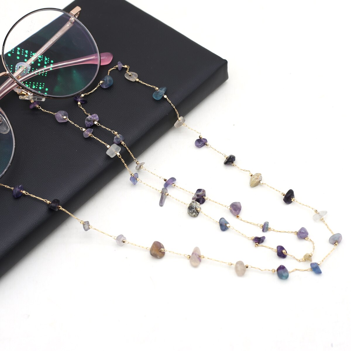 Natural Crystal Glasses Chain Trendy Quartzs Eyeglasses Chains for Women Men Glasses Mask Accessories Wholesale Length 80cm