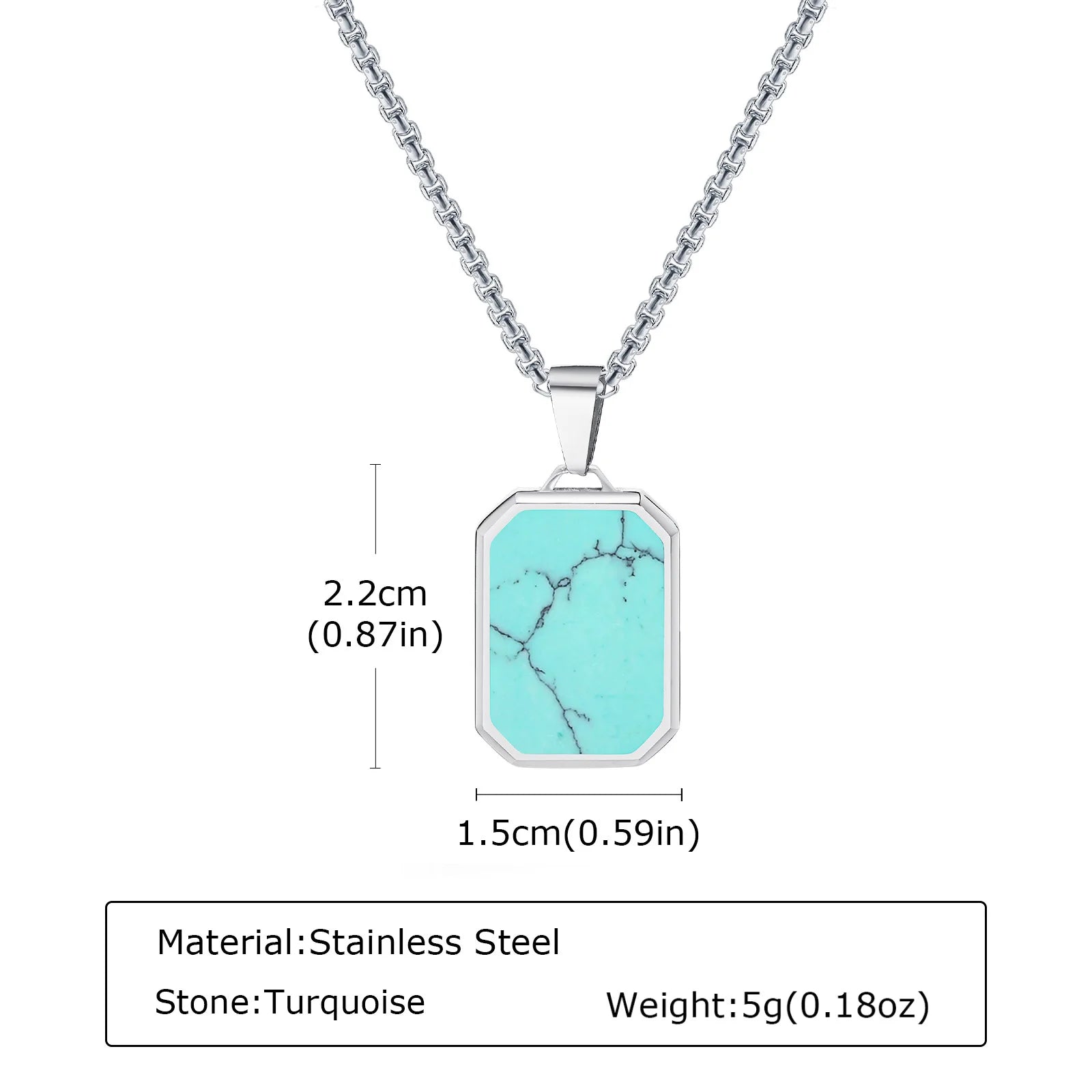 Natural Stone and Stainless Steel Hip Hop Pendant Necklace for Men