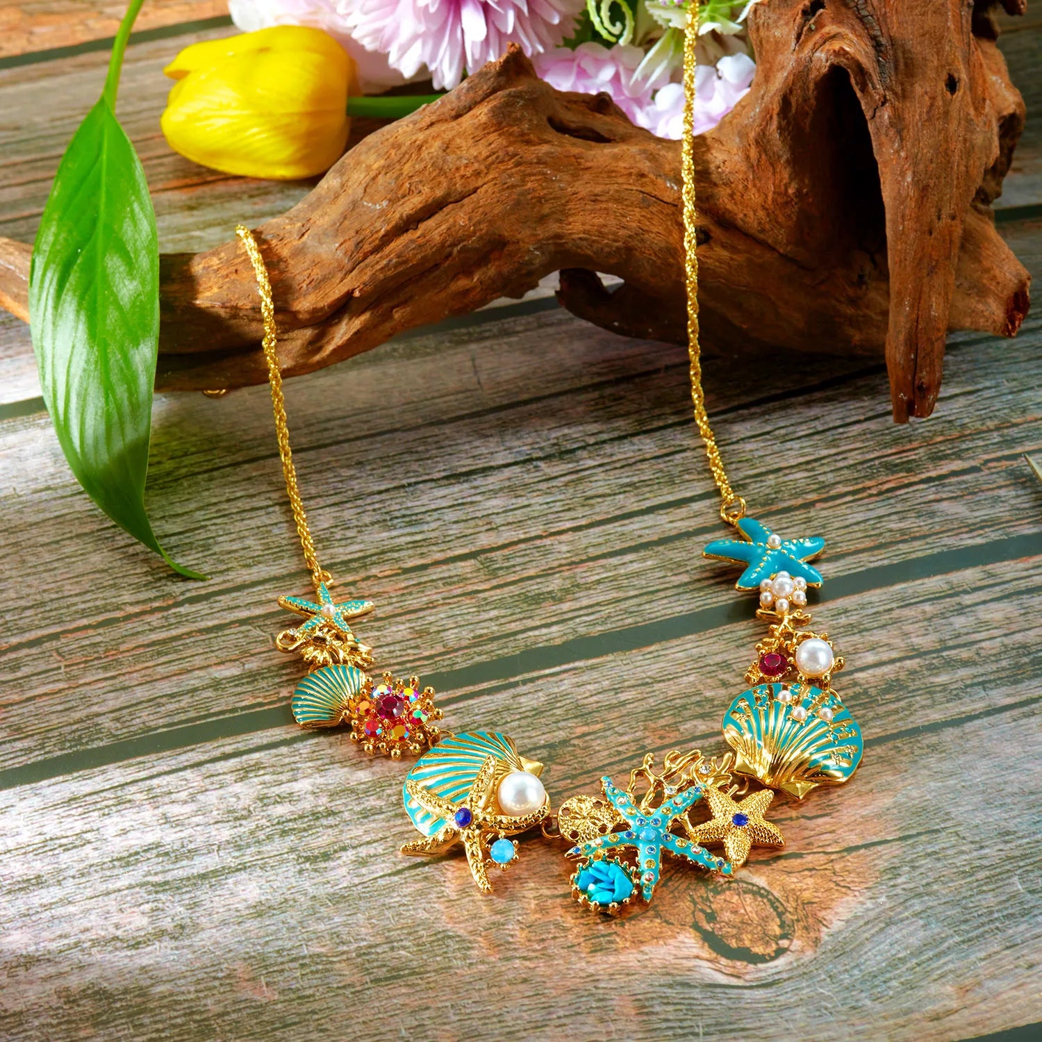 Exaggerated Coral, Starfish and Scallop Ocean Necklace, Bracelet or Earring