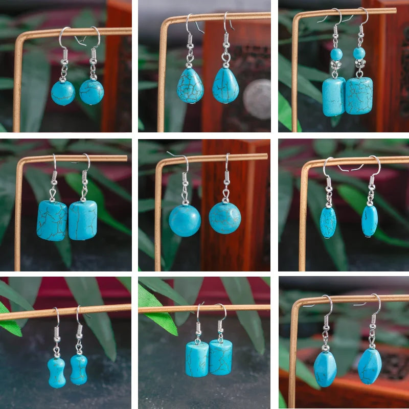 Turquoise Star Heart Flower Stud Earrings Jewelry