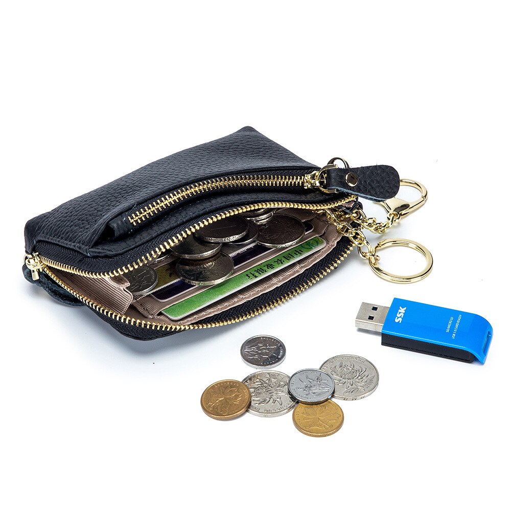 Wristlet Wallets for Women Coin Purse Genuine Leather Clutch Bags Ladies Money Credit Card Keychain Holder Short Wallet