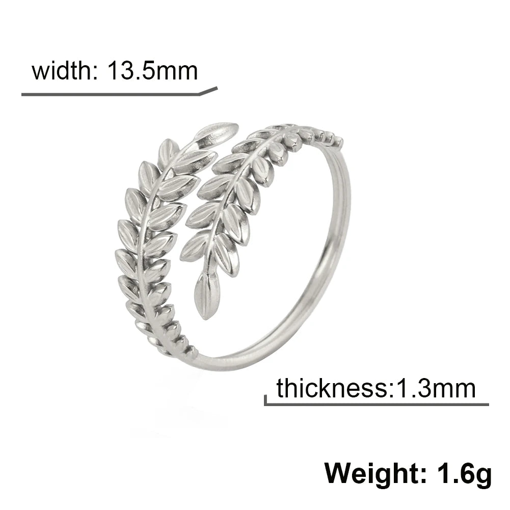 Wheat Ear Leaf Open Stacking Ring Jewelry