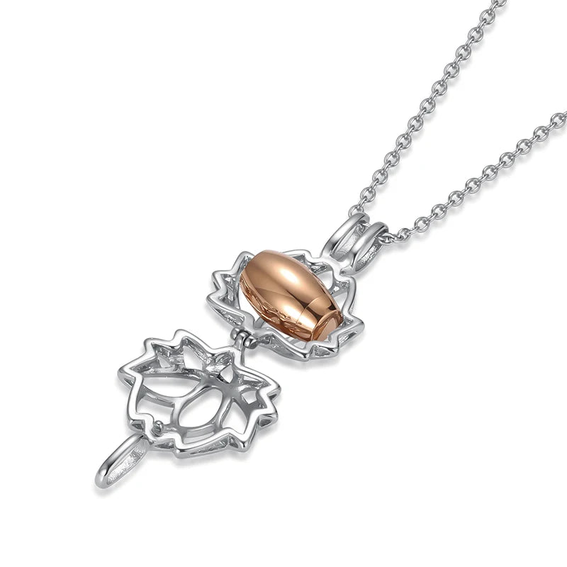Lotus Flower Cremation Ashes Keepsake Urn Pendant Necklace, Memorial Ash Jewelry