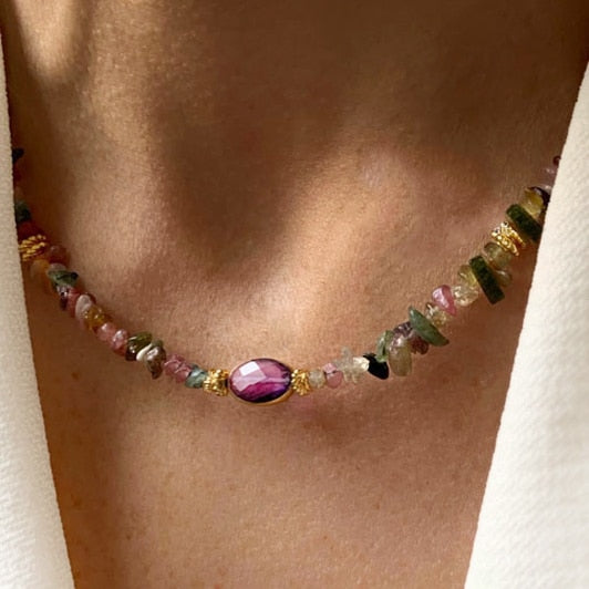Natural Freshwater Pearl Necklace Boho Multilayer Matching Fashion Jewelry crystal Stone Women