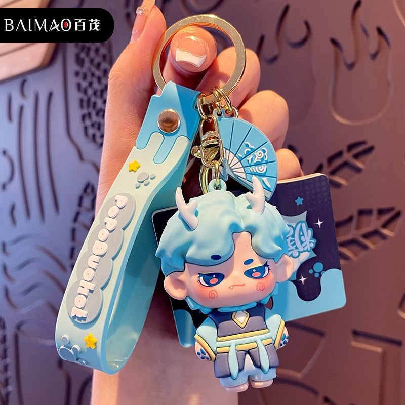 Fashion Beast Era Series Keychain Cartoon Anime Little Fox Characters Keyring Boyfriends Cute Doll Key Chain Bag Pendant