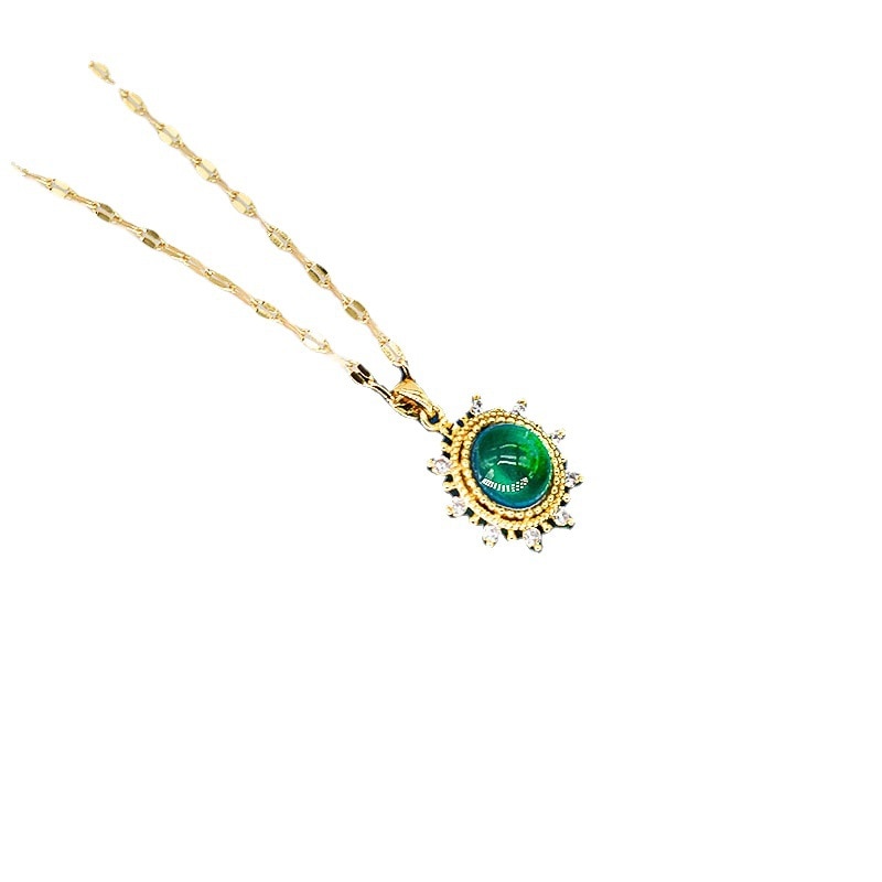 G&D Feeling Mood Sensitive Color Changing Sun Flower Pendant Necklace Gold Color Stainless Steel Necklaces Gift Jewelry
