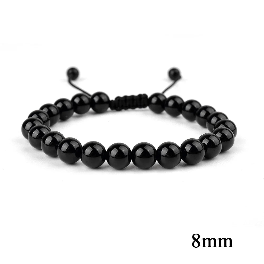 Natural Stone Beaded Bracelet — Tiger Eye, Agate & Lava