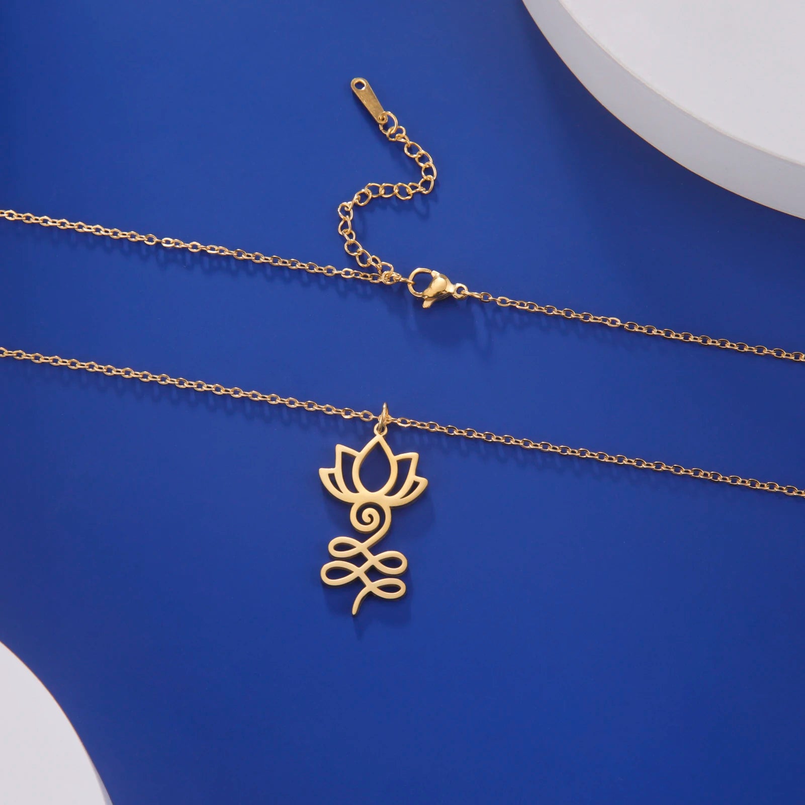 Lotus & Unalome Chakra Pendant, Stainless Steel Sacred Path Necklace