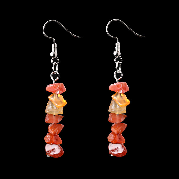 Chip Natural Stone Crystal Earrings Raw Gemstone Amethyst Lapis Lazuli Tiger's Eye Rose Quartz Chakra Earring - Charlie Dolly