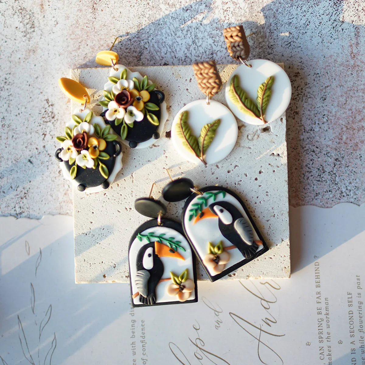 Clay Flower Cluster Egg Nest Earrings Jewelry