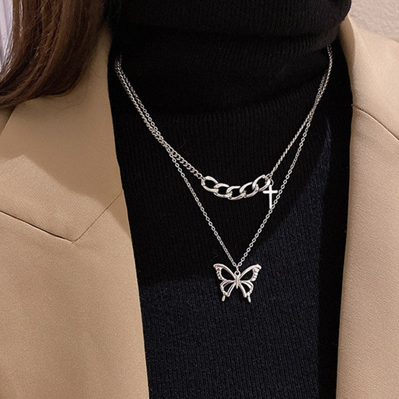 Vintage Round Charm Layered Necklace Women's Jewelry Layered Accessories for Girls Clothing Aesthetic Gifts Fashion Pendant 2022