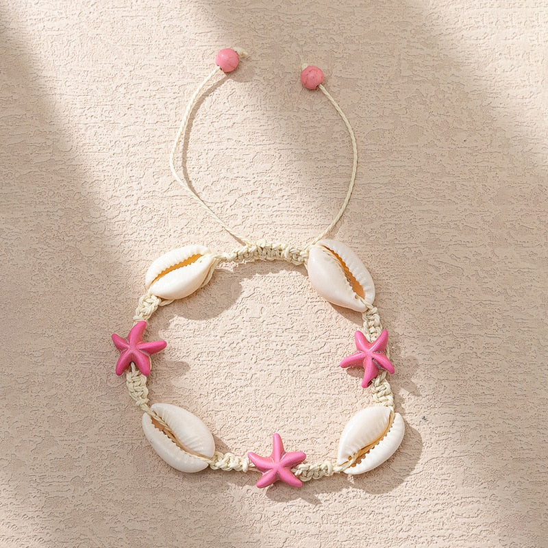 Boho Natural Shell Rope Chain Choker Necklaces for Women Kids Cartoon Starfish Turtle Choker Beach Jewelry Gift Summer Holiday