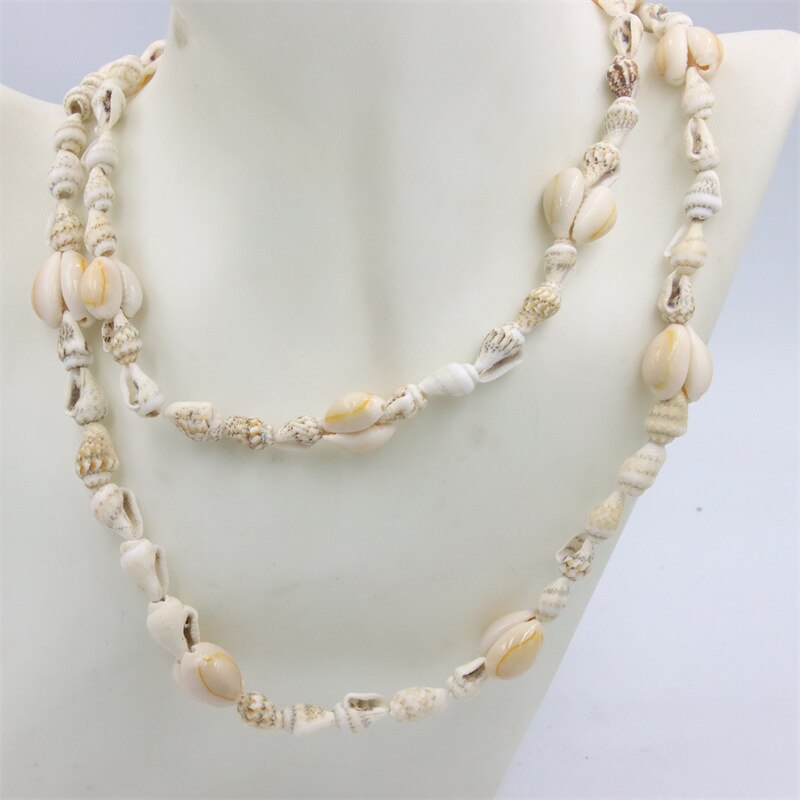 Trendy Fashion Jewelry Natural Sea Snail Shape Shell Beads Making Long Necklace Sweater Design For Women Party Gift Accessories