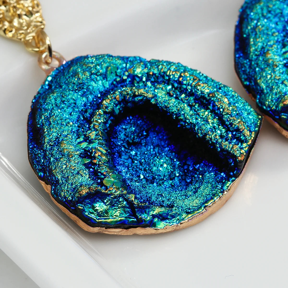 Volcanic Rock Abstract Drop Earrings, Starry Night Boho Jewelry