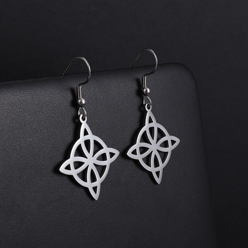 Silver Color Witch Knot Necklace for Women Stainless Steel Choker Necklaces Vintage Amulet Protection Supernatural Jewelry Sets