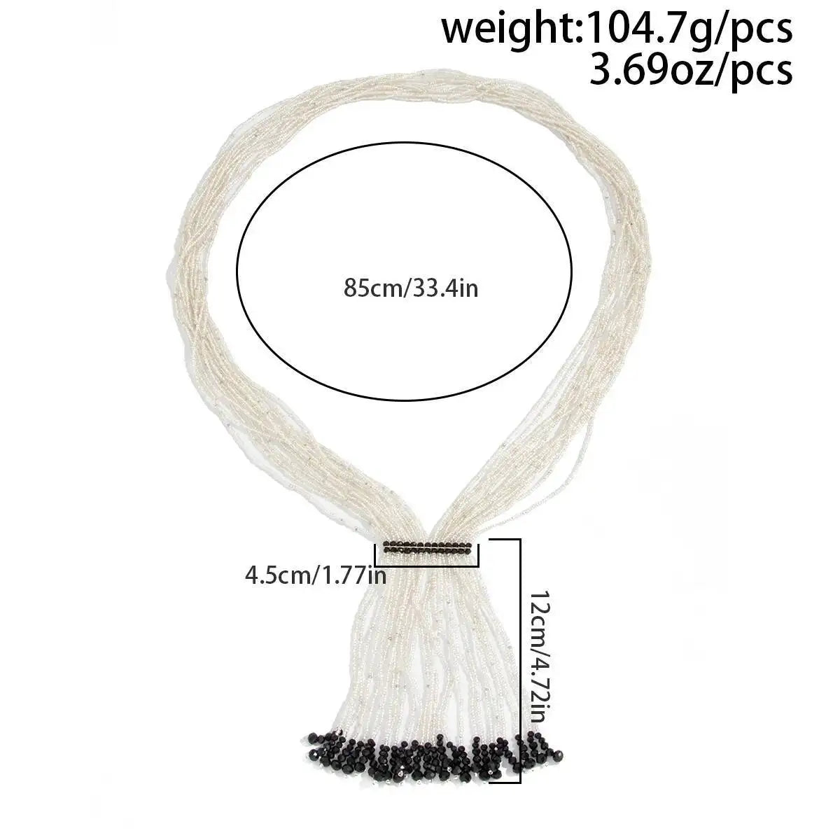 Rice Bead Multilayer Crystal Tassel Necklace Jewelry