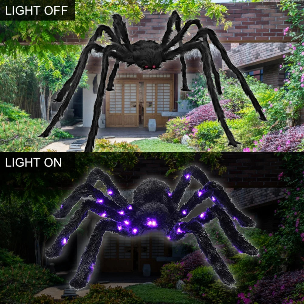 Light-up Spider Halloween Decoration,Big Lighted Spider for Scary Halloween Outdoor Indoor Yard Home Party Haunted House Décor - Charlie Dolly
