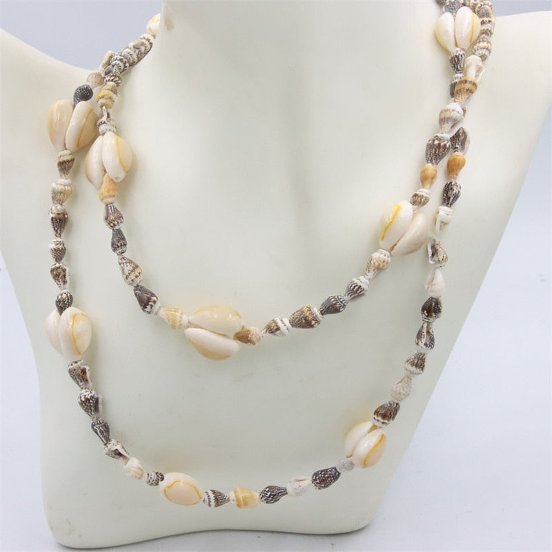 Trendy Fashion Jewelry Natural Sea Snail Shape Shell Beads Making Long Necklace Sweater Design For Women Party Gift Accessories