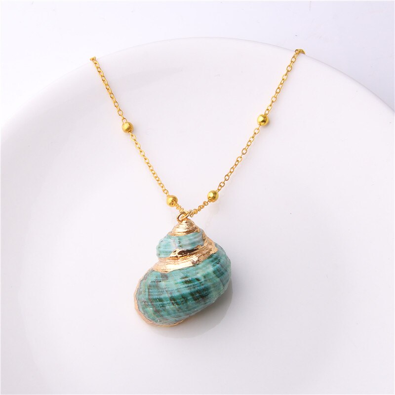 Boho Conch Shell Necklace Gold Color Beads Chain Necklace Women Simple Seashell Choker Necklace Summer Beach Jewelry Party Gift