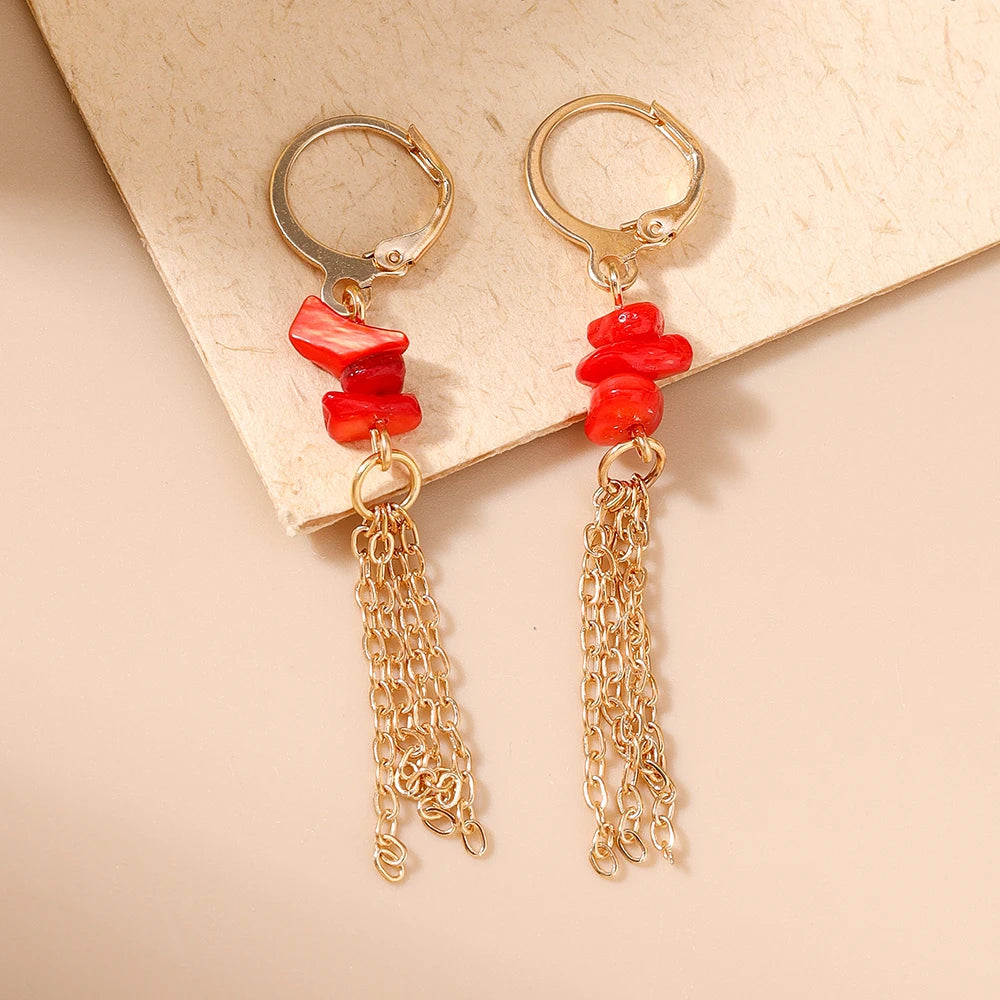 Conch and Starfish Shell Drop Earrings