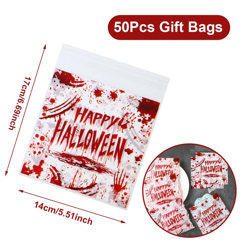 50PCS Halloween Candy Bags Halloween Party Decorations For Home 2024 Packaging Bag Pumpkin Party Ghost Halloween Decor Supplies - Charlie Dolly