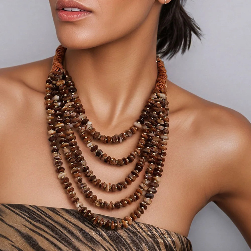 Multilayer Beaded Statement Necklace Jewelry