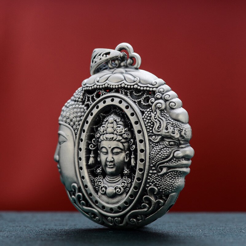 Retro Buddha Demon Pendant For Men Women Jewelry Personality Sweater Chain S925 Male Choker Necklaces Accessories
