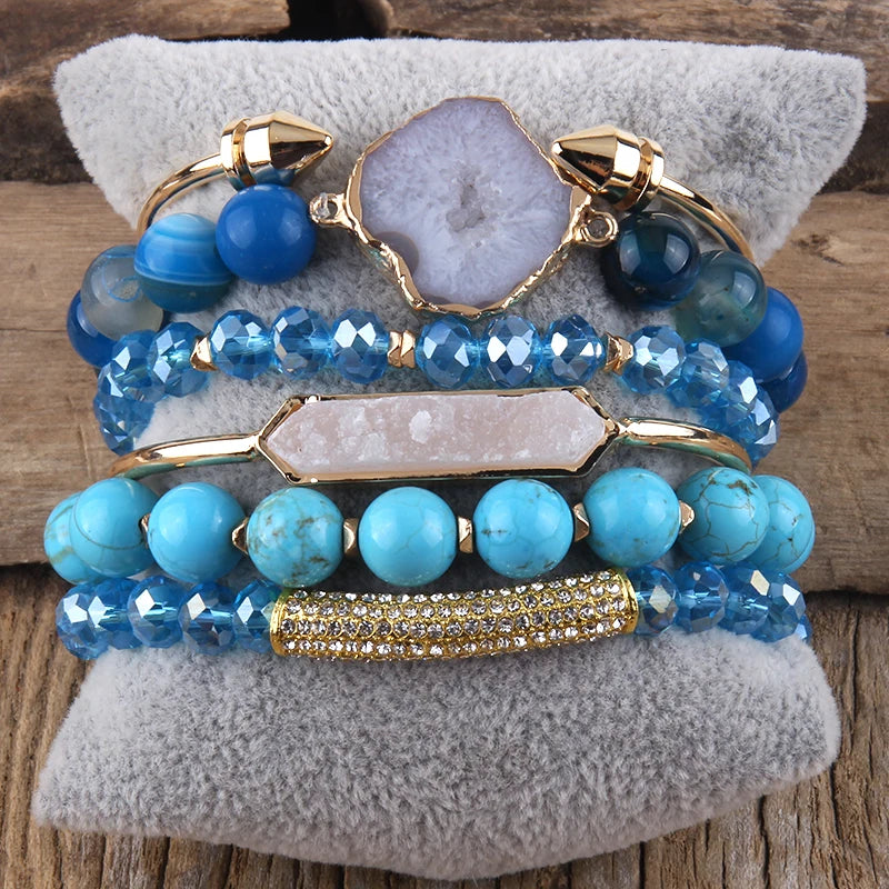 Fashion Boho Natural Stone Beaded Bracelet Jewelry Multi 6pc Stack Bracelet & Bangle Sets For Women Gift - Charlie Dolly