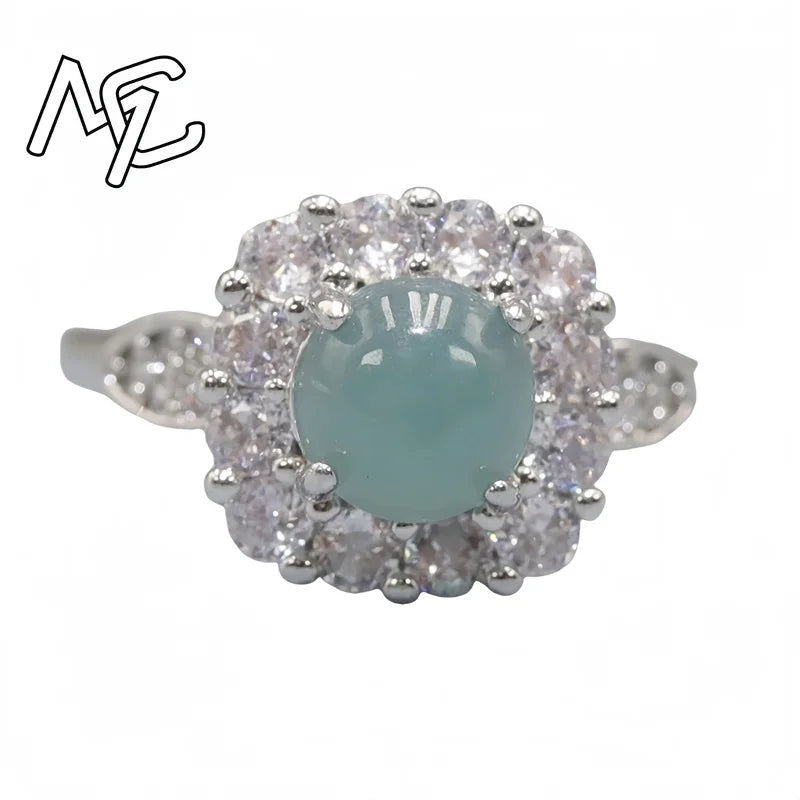 S925 Silver Burmese Jade Flower, Gourd & Butterfly Adjustable Ring, Sacred Amulet