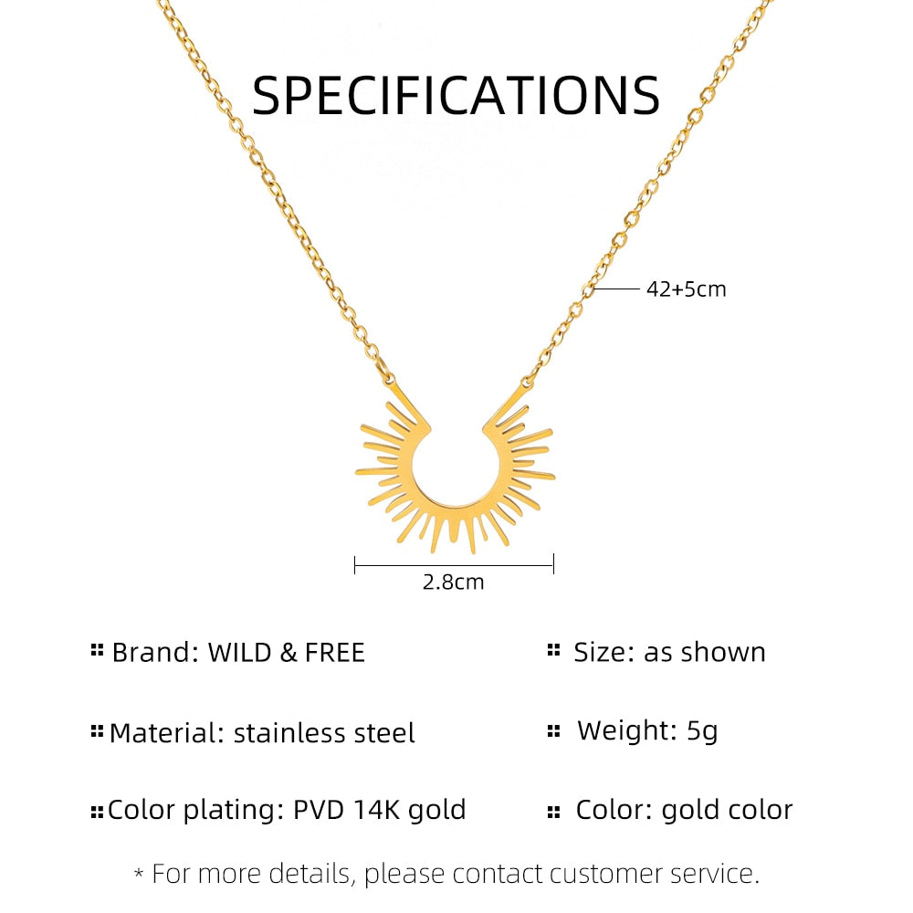 Stainless Steel Jewelry Geometric Pendant Necklace for Women Gold Plated Half Circle Spiked Femme Colar Choker Necklaces - Charlie Dolly