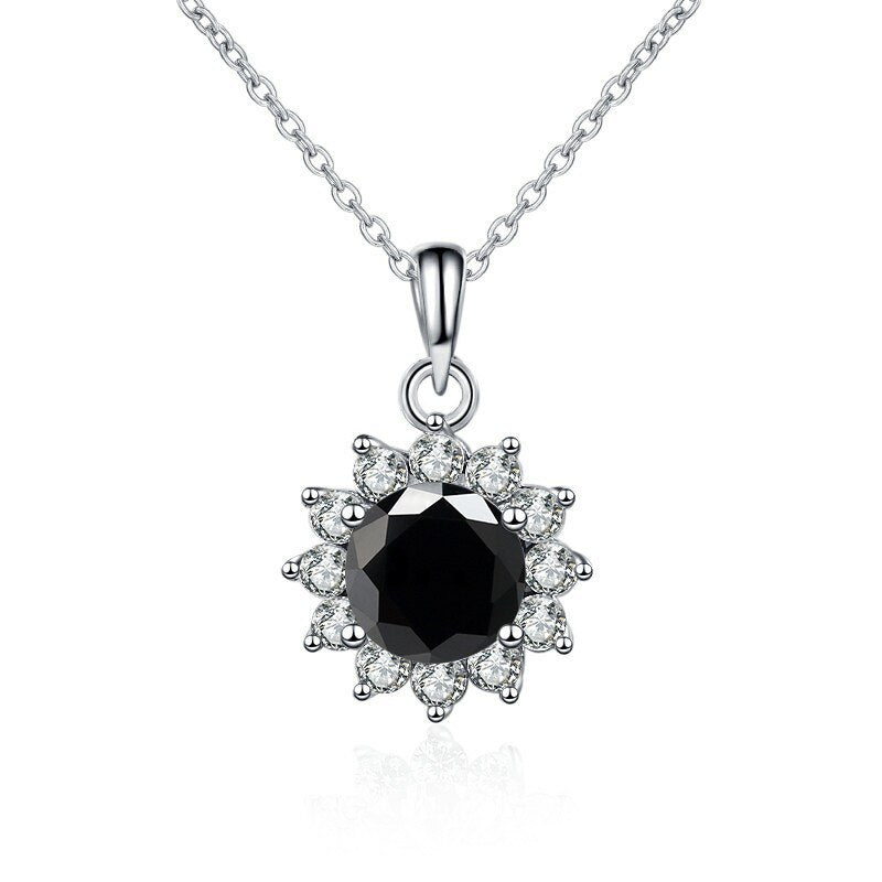 Butterflykiss In 925 Sterling Silver Sunflower Pendant Necklace For Women 1.0CT VVS1 Moissanite Diamond Wedding Jewelry Gift