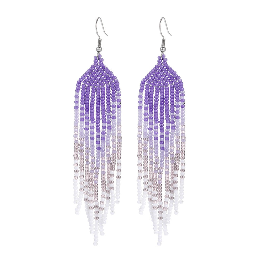 LIMAX Bohemian Earrings 2022 Beads Long Earrings Ethnic Style Drop Earings Fashion Jewelry Bijoux Femme Statement Earrings