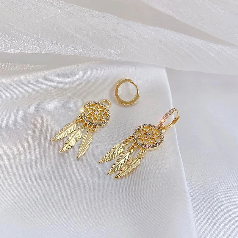 Dream Catcher Feather Tassel Drop Earrings Jewelry