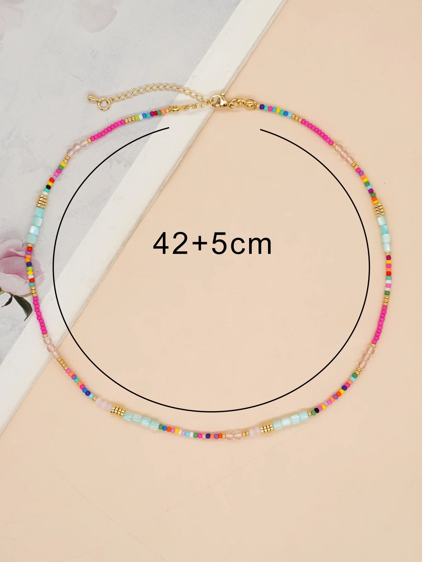 Rainbow Crystal and Shell Beaded Boho Choker Necklace