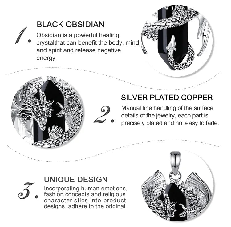 Dragon Obsidian Hexagonal Prism Necklace