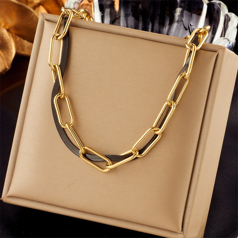DIEYURO 316L Stainless Steel Butterfly Moon Lock Blue Eyes Pendant Necklace For Women Multilayer Choker Chain Jewelry Gifts - Charlie Dolly