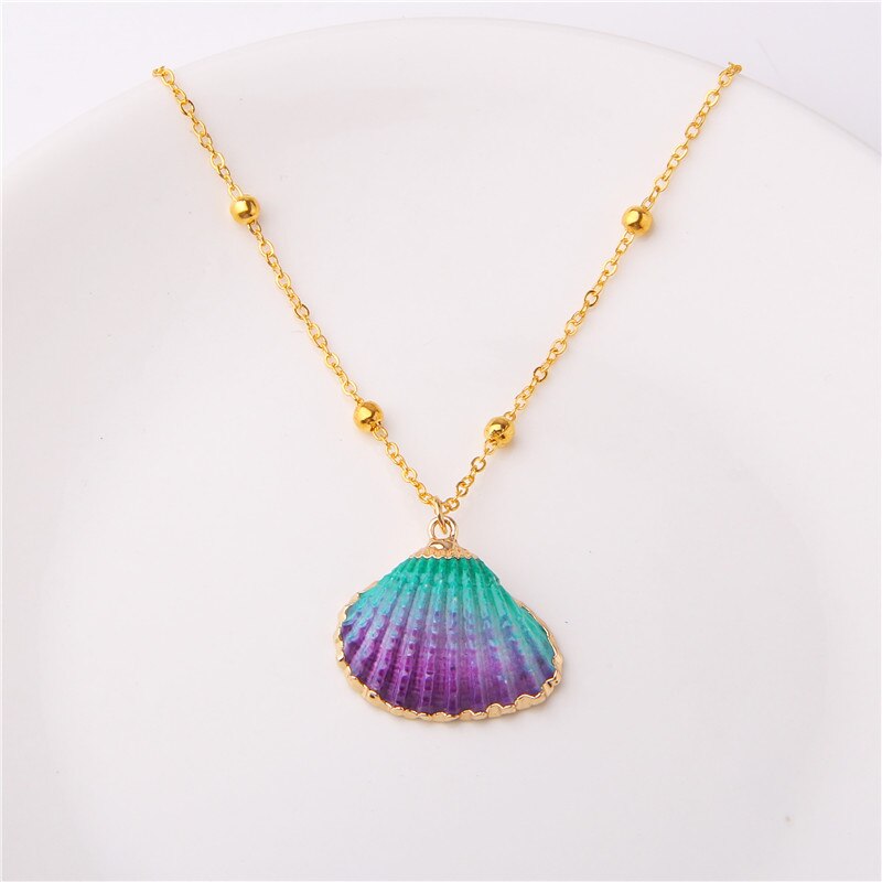 Boho Conch Shell Necklace Gold Color Beads Chain Necklace Women Simple Seashell Choker Necklace Summer Beach Jewelry Party Gift