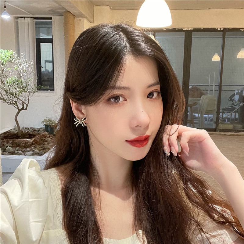 Cute Bowknot Stud Earrings For Women Golden Korean Accessoires Fashion Jewelry pendientes mujer boucle d’oreille femme brincos