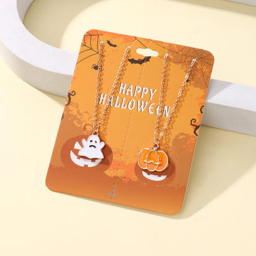 Halloween Children's Necklace Hat Pumpkin Bat Alloy Oil Drop Good Friends Versatile Collar Chain Set First Jewelry - Charlie Dolly