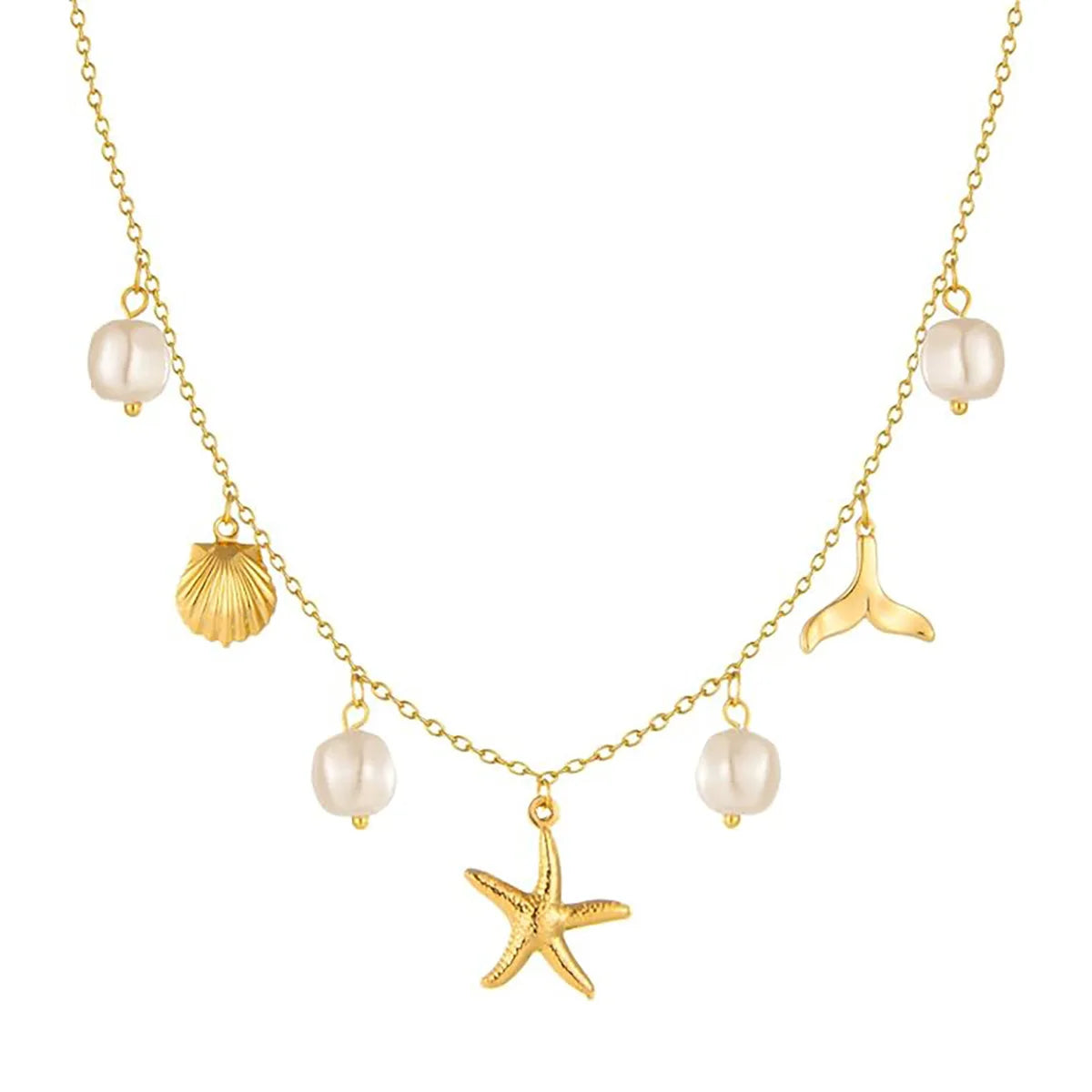 Waterproof Gold Titanium Steel Shell and Conch Paperclip Choker