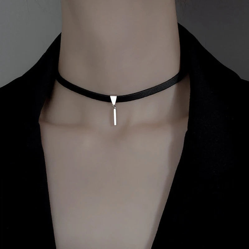 Metal Tube Velvet Double Layer Choker Necklace Jewelry