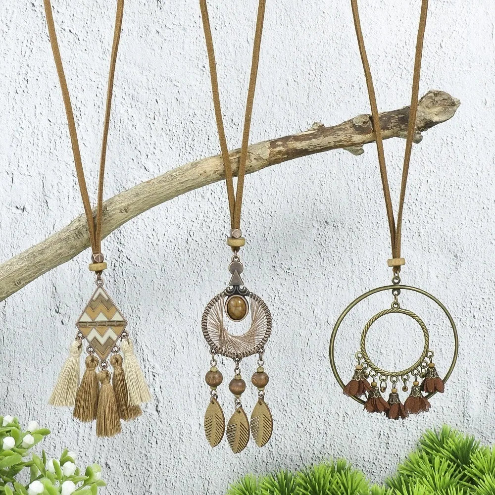 Long Flower Pendant Tassel Sweater Chain Necklace Jewelry