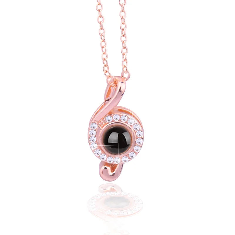 Projection Necklace, I Love You in 100 Languages, Zircon Heart Pendant Gift