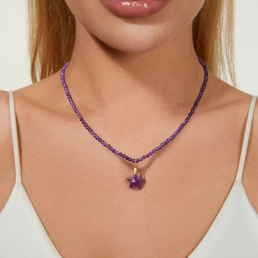 Fashion Boho Beads Necklace Star Shape Natural Stone lapis lazuli Tiger Eye Quartz Beaded Choker for Women Men Jewelry Gift - Charlie Dolly