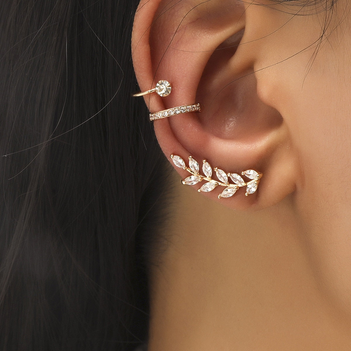 Trendy Bohemian No Piercing Crystal Rhinestone Ear Cuff Earrings for Women Wrap Stud Clip Earrings Girl Earrings Jewelry Bijoux