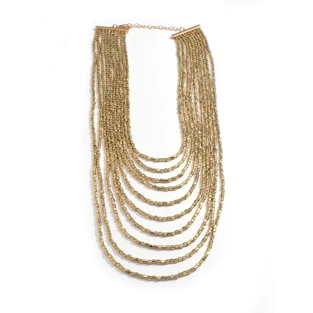 Resin Bead Multilayer Long Statement Necklace Jewelry