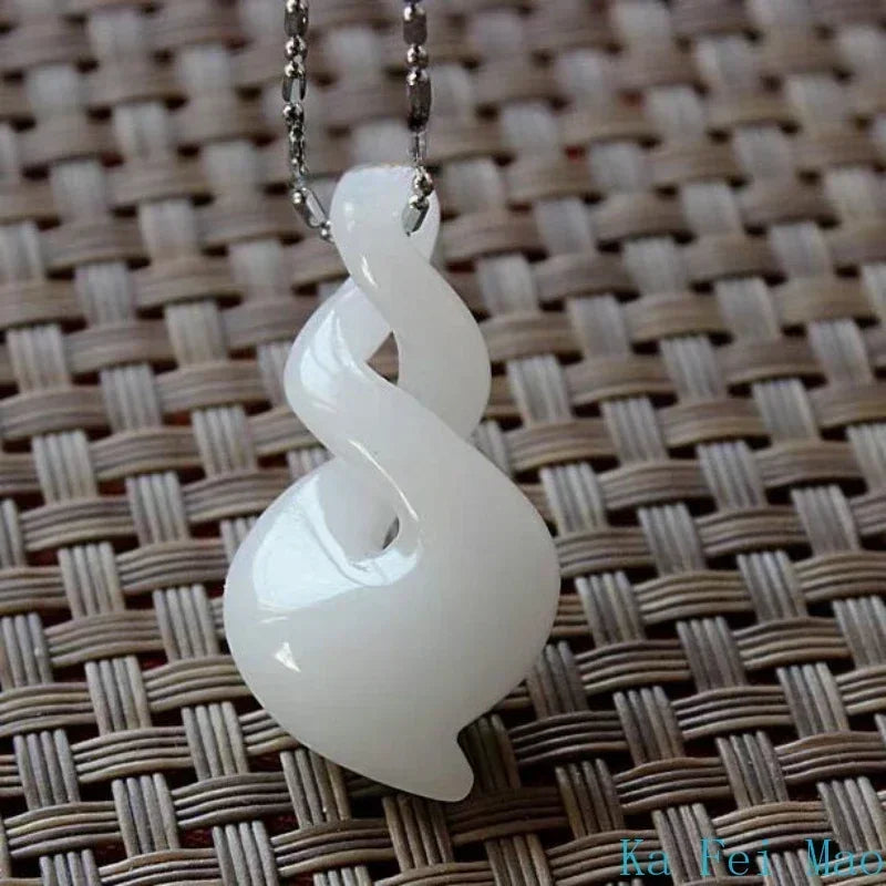 Natural Hand-Carved Green Jade Pendant Necklace, Lucky Wealth Amulet Talisman