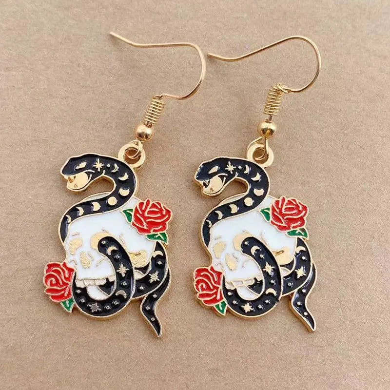Earrings for Women Girls Drop Dangle Teens Charm Gift Party Simple Punk Cool Halloween Skull Cross Horror Skeleton Death Bat - Charlie Dolly