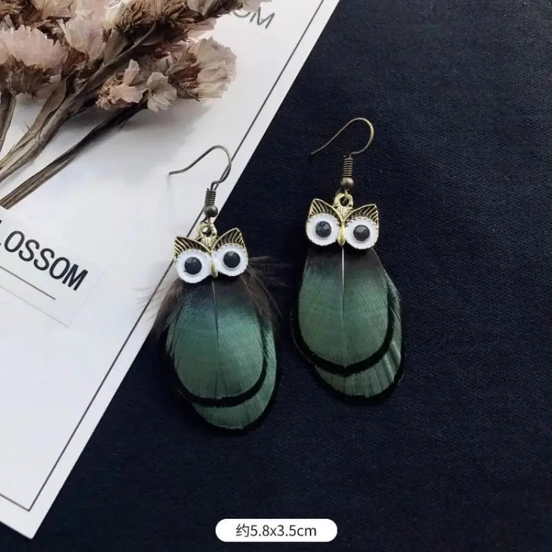 Creative Feather Big Long Drop Earrings Jewelry