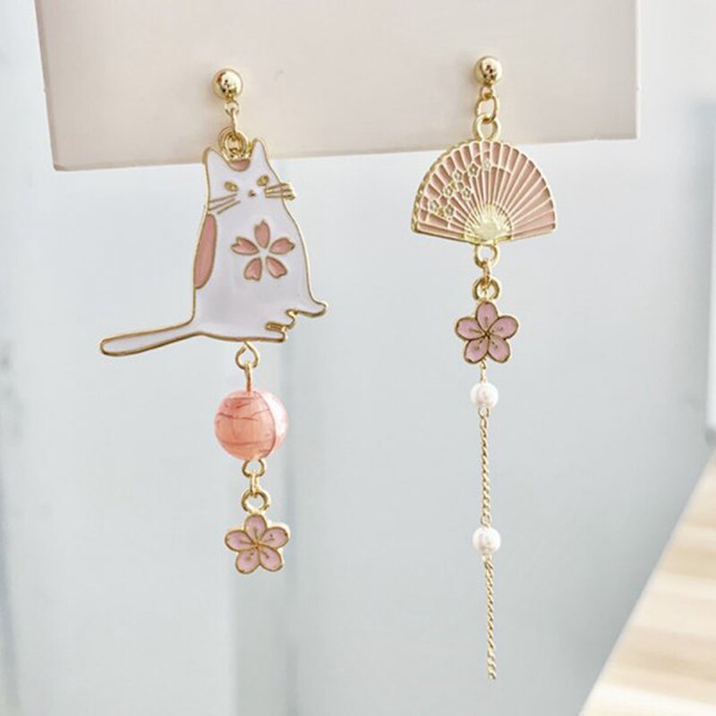 Cute Enamel Cat Balloon Stud Earrings for Women Fashion Drop Rabbit Flower Heart Colorful Jewelry Dangle Wedding Party Girl Gift